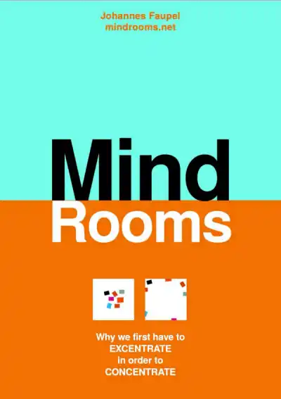 Mind Rooms e-book cover — cyan and orange, with the colored squares motif